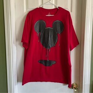 Disneyland Mickey Mouse Drip Graphic Red T-Shirt Streetwear Oversized size 2XL